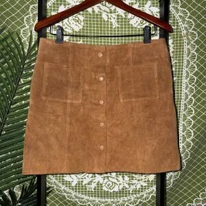 Just Female "Fer" Genuine Suede Mini Skirt - Tan
